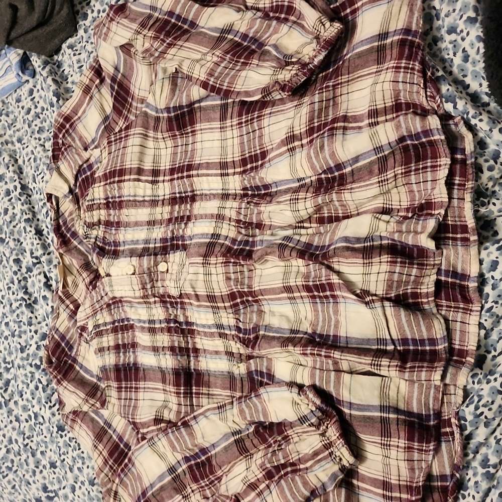 Soft flannel peasant top